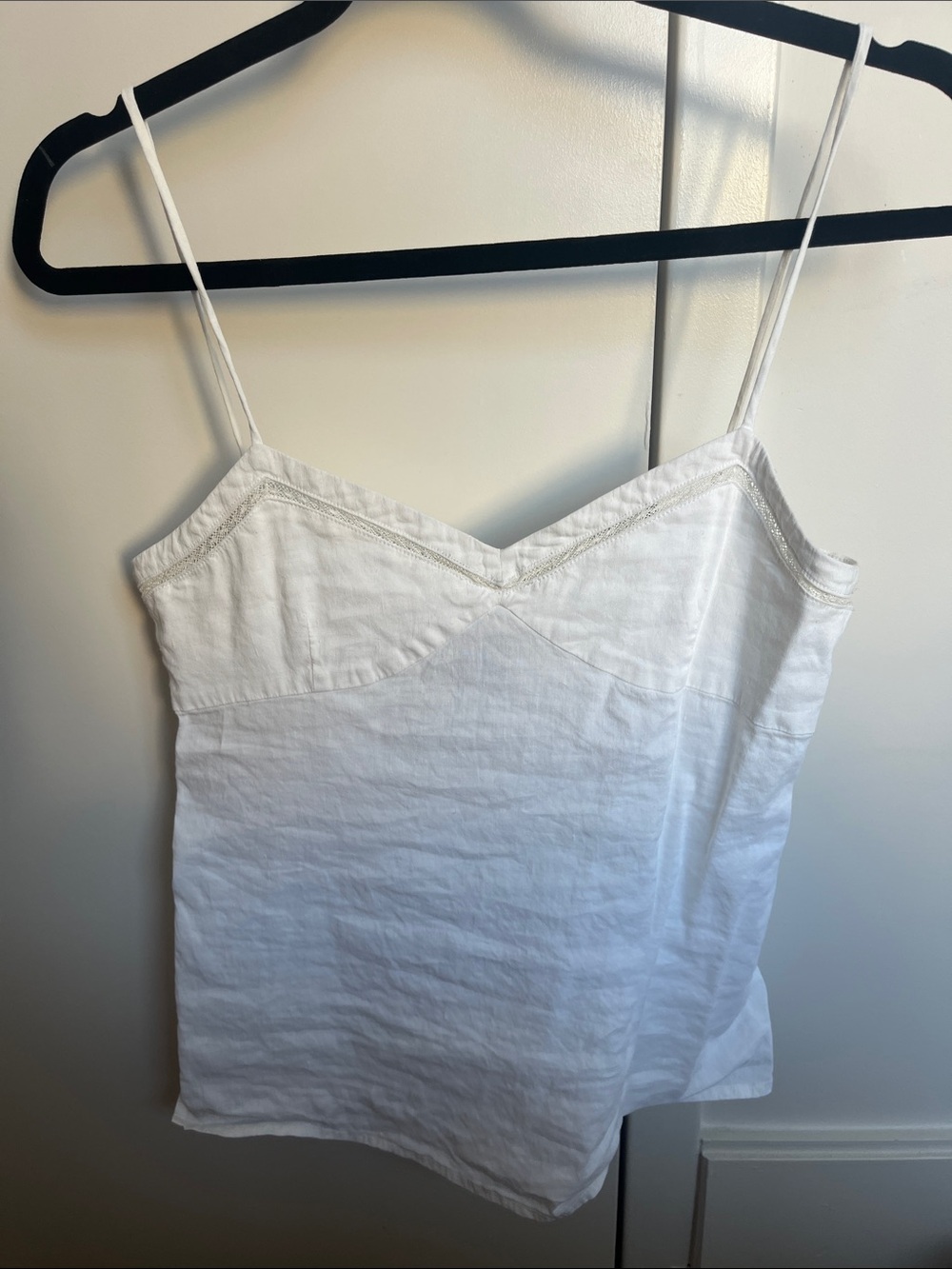 Theory White Linen Spaghetti Strap Camisole